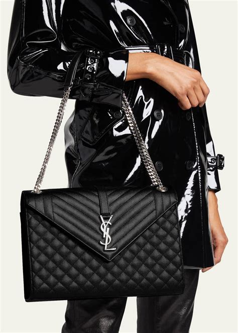 ysl black caviar envelope bag|Saint Laurent Envelope Triquilt Large YSL Shoulder Bag .